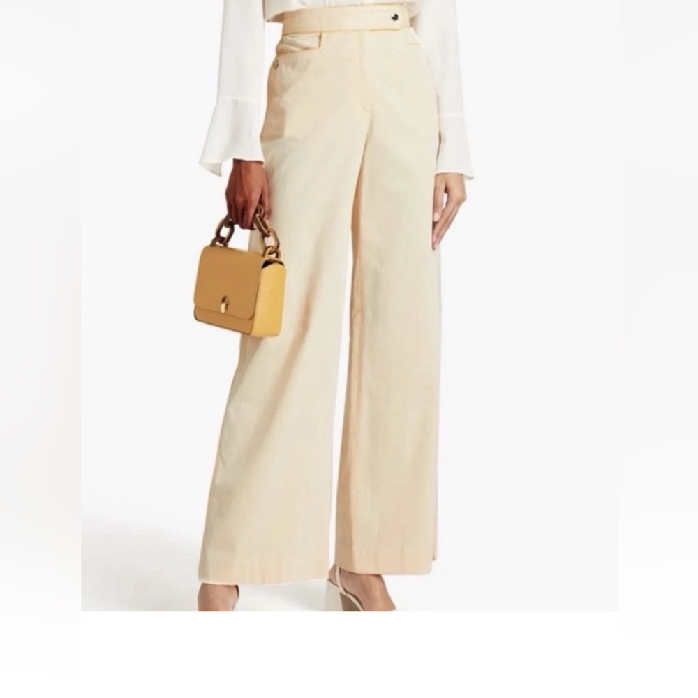 Tory Burch Women’s Detailed Wide Leg Pants Size 6 Iced Lemon W/Pockets Rare